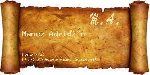 Mancz Adrián névjegykártya